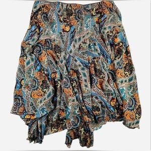 Noteworthy fully lined georgette skirt blue brown orange paisley size 3xl QVC